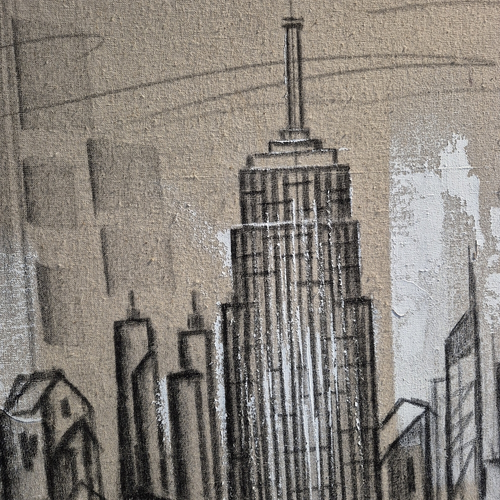 Urban Skyline Wall Art in Black and Gray
